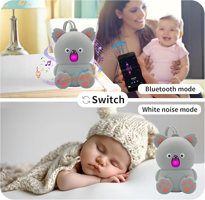 Baby Sound Machine & Bluetooth Speaker | White Noise Machine for Infants with Non-Looping Soothing Sounds, Portable Sleeping Music with Timer for Nursery, Travel & Home