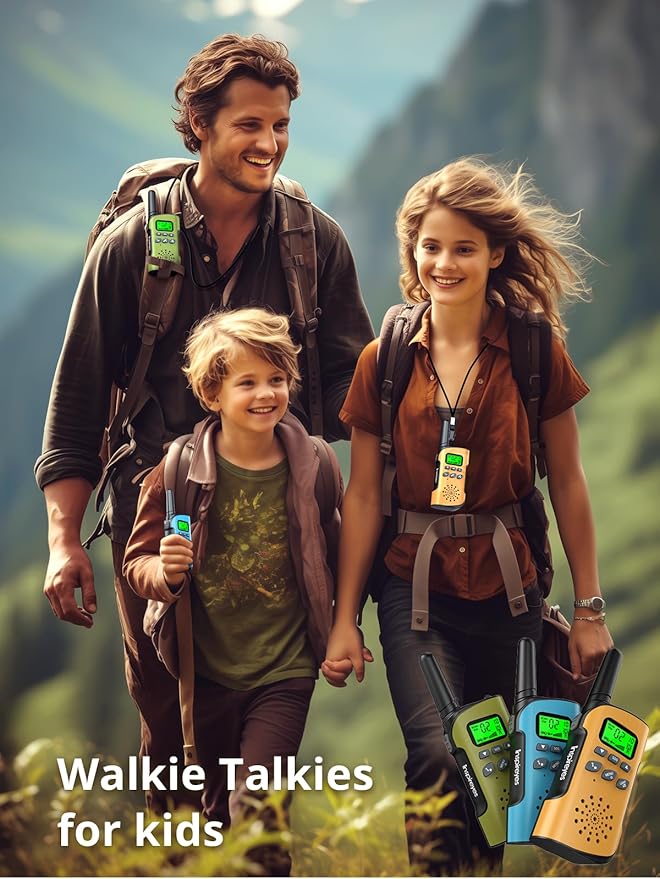 Walkie Talkies for Kids Rechargeable,Toys for Boys and Girls, 2 Pack Long Range 2-Way Radios, Birthday Gifts,Christmas Stockings, Outdoor Play, Family Games, Hiking Camping Gear