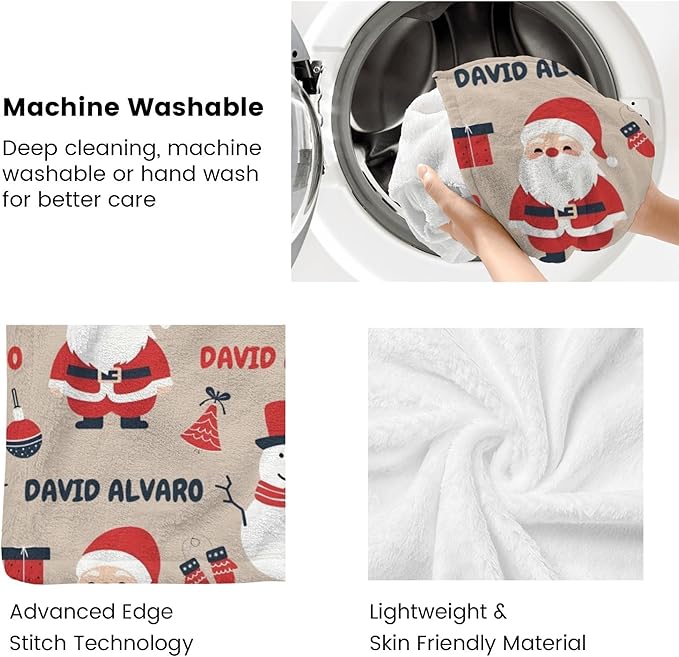 Ship Next Day - Custom Christmas Baby Blanket with Name | Multiple Styles Optional, Personalized Flannel Toddler Blanket, Christmas Swaddle for Boys & Girls, Xmas Decor Throw