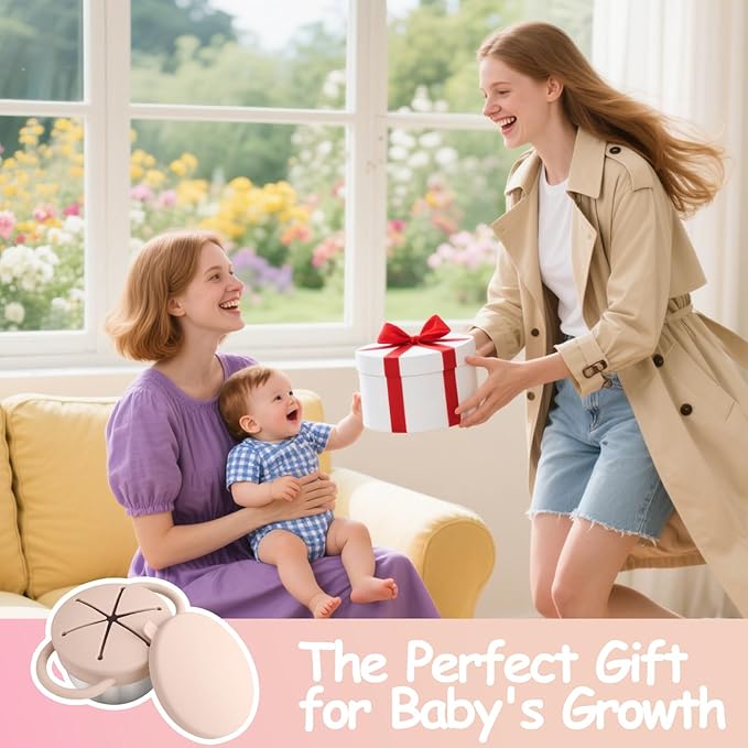 Mity rain 2-Pack Stainless Steel Snack Containers for Toddlers with Spill-Proof Silicone Lids & Handles - 3-in-1 Baby Snack Cups, No-Spill Toddler Snack Box, Perfect for On-the-Go Healthy Eating