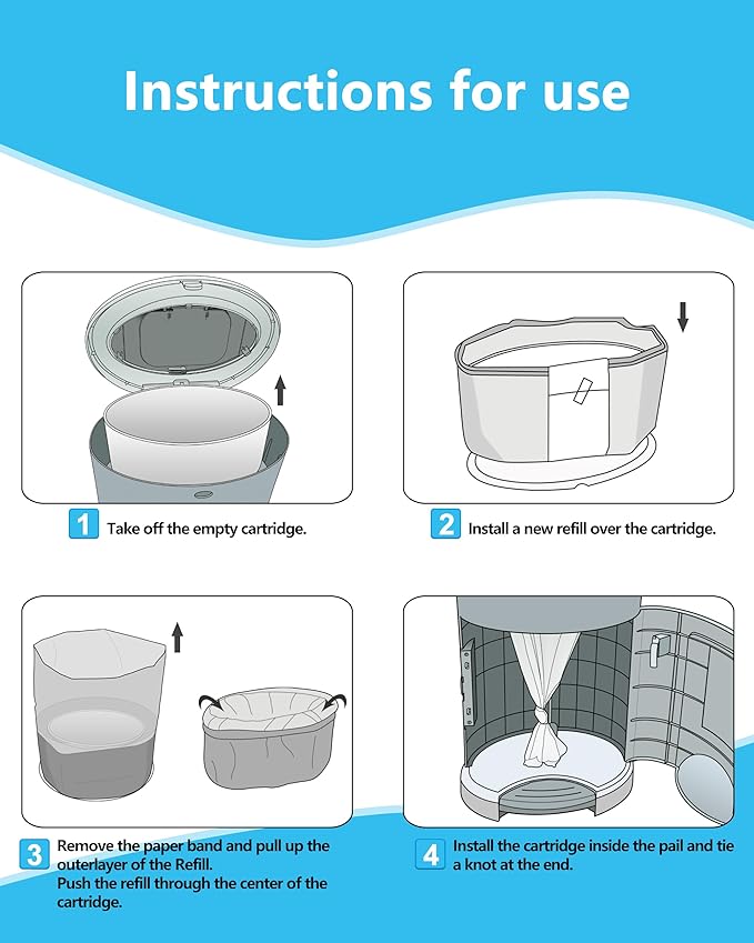 HIDALIFE Refills Compatible with Dekor Plus Diaper Pails, Disposable Diaper Trash Bags, Extra Thick Diaper Pail Refill Liners, Hold Up to 2320 Diapers (4 Pack)