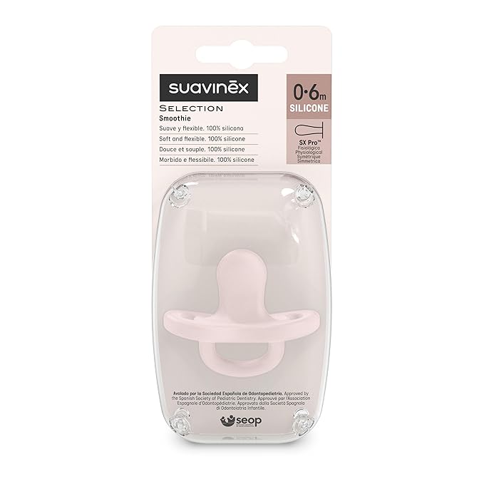 Color Essence SX PRO Silicone Baby Pacifier 1Pk, Made with 100% Soft Silicone, Baby Essentials Perfect for Breastfeeding Babies, Designed in Spain, 0-6 Mths, Rose