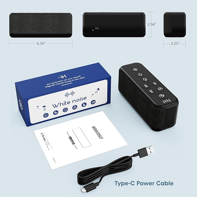 Sound Machine with Bluetooth,Wireless Rechargeable White Noise Machine,40H Long Runtime,Stereo Speakers,30/60/120m Timer,Memory Function,Portable Noise Machine for Sleeping/Office Privacy/Travel/Relax