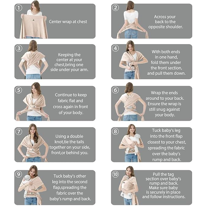 Baby Wraps Carrier, Jeroray Baby Carrier,Hands Free Infant Carrier, Lightweight,Breathable,Softness,Stone Grey