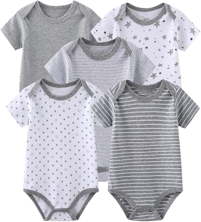 Chamie Newborn Baby Cute Design Bodysuit Short Sleeve One-Piece Baby Clothes for Boys and Girls