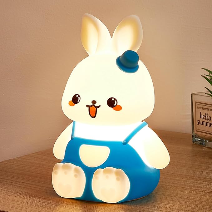 Night Light for Kids Bunny Lamp, Cute Easter Gifts for Girls,Rechargeable Baby Nursery Nightlight for Bedroom, Animal Silicone Kids Lamp Kawaii Room Decor