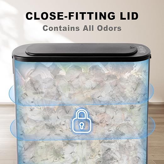 Cesun Motion Sensor Trash Can, 5 Gallon Automatic Bathroom Garbage Can with Lid, Touchless Smart Plastic Slim Wastebasket for Bathroom, Office, rv, Bedroom, Living Room, Black