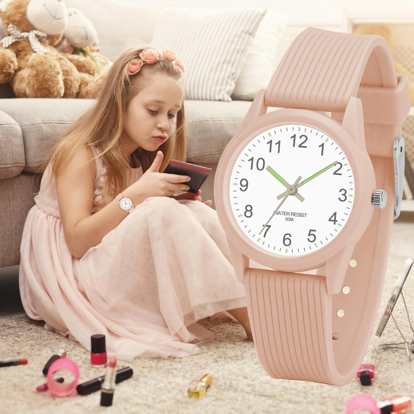 Kids Analog Watches for Girls Boys Watches with Soft Band Learning Time 50M Waterproof Children Watch Easy to Read for Ages 4-12 Kids Gift