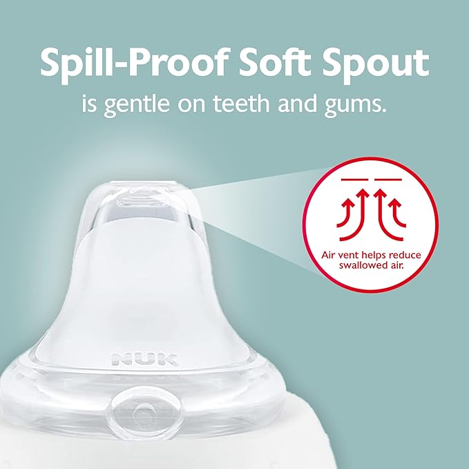 NUK Learner Cup, 5oz, Pack of 2, Sesame Street, Elmo and Cookie Monster – Soft Spout, Easy-Grip Handles, BPA Free, Spill Proof Transition Sippy Cup