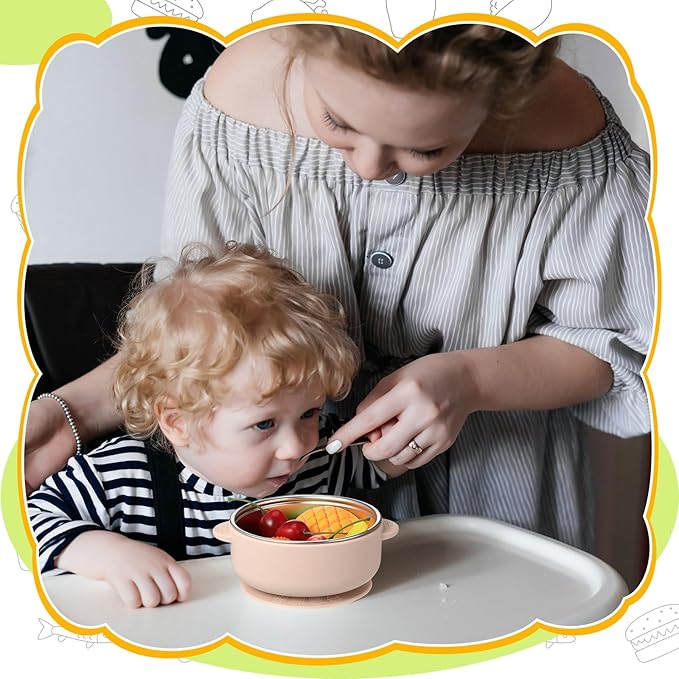 Nuogo 6 Pcs Stainless Steel Baby Bowls with Removable Silicone Shell 304 Toddler Bowls Kids Anti Scald Snack Container for Food Feeding, Dishwasher Safe(Vivid Color,Suction-a)