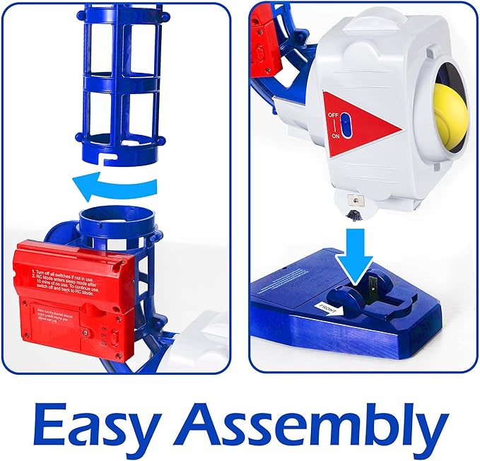 iPlay, iLearn Kids Pitching Machine Toys, 2 in 1 RC Baseball Tennis Pitcher, Auto Ball Launching Bat, Boy Outdoor Outside Sports Backyard Game, Birthday Gift 5 6 7 8 10 12 Yr Youth-Partially Assembled