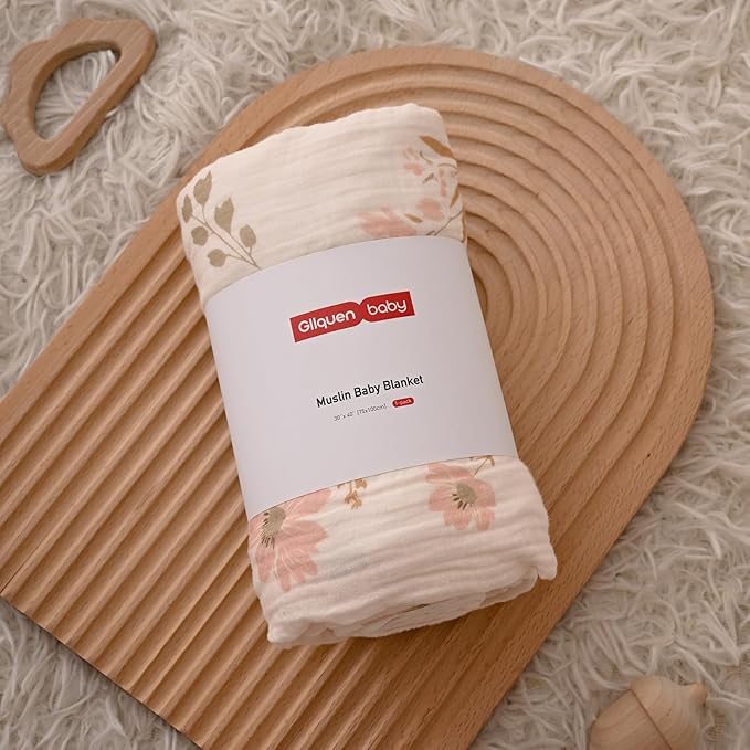 GLLQUEN BABY Blankets for Unisex Newborn Super Soft Nursery Minky Blankets with Muslin Cotton Front and Dotted Fleece Backing, Spring is in The Air, 30 x 40 inches