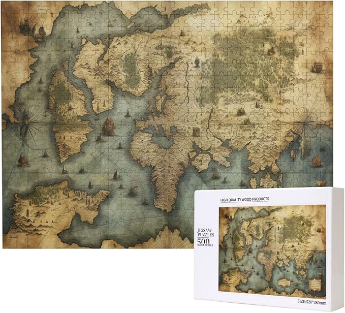 Cafemira 500 Pieces of Adult World map Wooden Jigsaw Puzzle,Relieve Stress and Enjoy The Fun of Solving Puzzles,Brain Challenge,Pleasure Both Body and Mind,Every Piece is Unique,