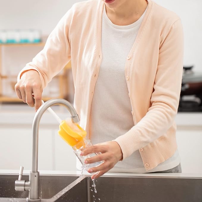 Gulicola Natural Glass Baby Bottles Set 4 Pack, Newborn Girl Breastfeeding Bottles with Slow Flow Nipples, 0 Months+, 3 oz & 5 oz - Pink