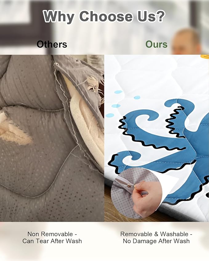 Premium Foam Baby Play Mat 47x47 – Removable & Machine Washable Cover, Extra Thick Padding Playpen Mat, Non-Slip Crawling Mat, Easy to Clean for Infants, Toddlers & Babies