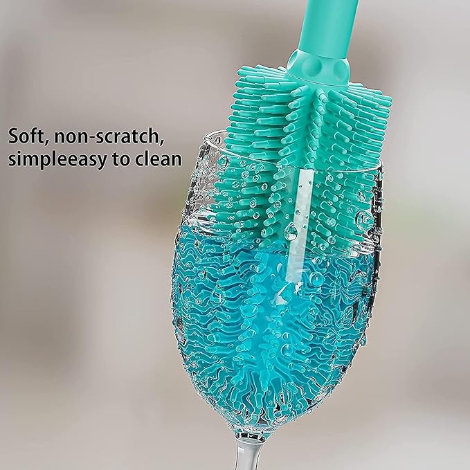 Long Silicone Bottle Cleaning Brush | 2 Pack| 16”+13”Water Bottle Brush Cleaner Brush for Hydro Flask,Glassware,Vacuum Sports Bottle&Vases,Silicone Water Bottle Cleaner Brush for Narrow Neck