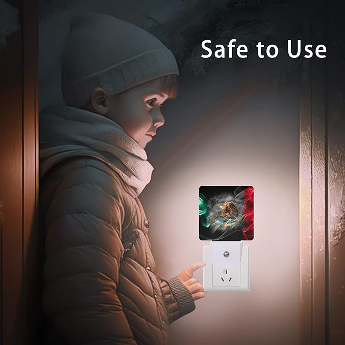 Mexico Smoke Flag Night Light,Night Lights 0.5W Sleep Friendly for Boys Girls Led Night Light Dusk to Dawn Sensor Nightlight for Stairway/Hallway/Bedroom