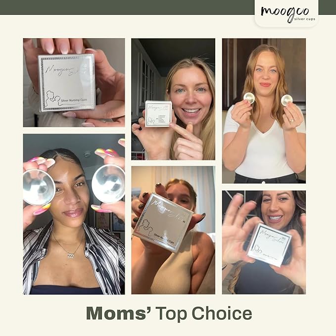 MOOGCO The Original Silver Nursing Cups - Nipple Shields for Breastfeeding Newborn - Silver Nipple Covers for Breastfeeding - Breastfeeding Essentials - 925k Nipple Cups
