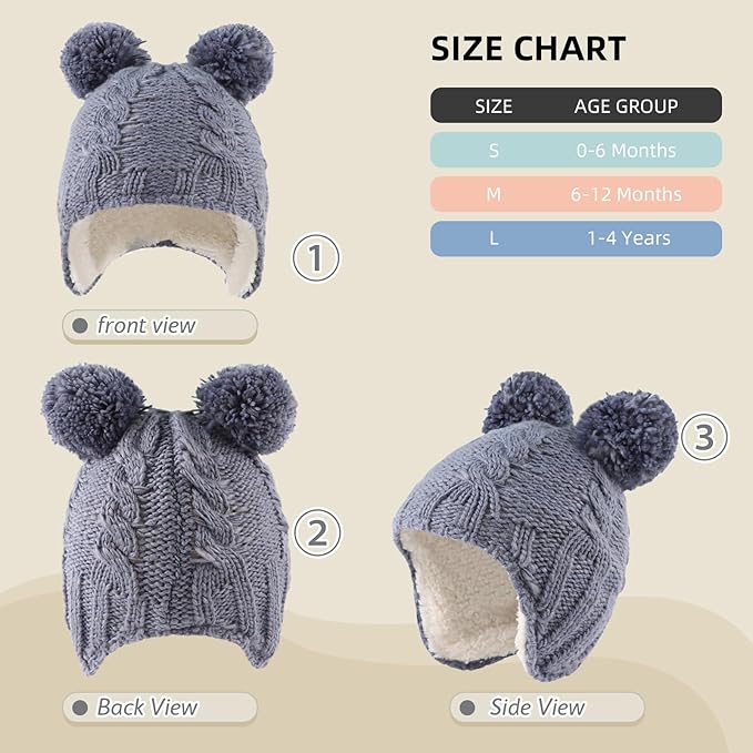 Zsedrut Winter Baby Boy Hats Pompom Baby Beanie for Girls Fleece Newborn Infant Toddler Beanie