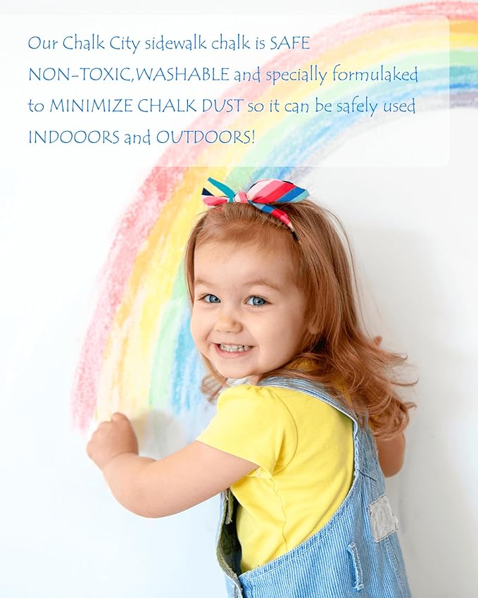 NewFamily Dustless Chalk for Kids, Colored Sidewalk Chalk With Holder,Non-Toxic Washable Toddlers Chalks Drawing Writing for Outdoor Art Play,Blackboard(12 Pcs)