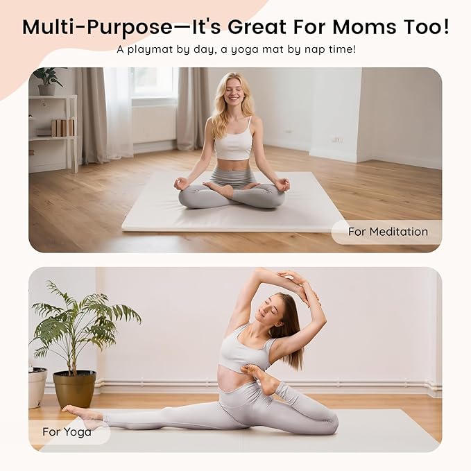 INNO STAGE Baby Play Mat 50x50 Inches, 1-Inch Thick Foam Play Mat for Babies & Kids – Extra Soft & Durable Padded Baby Mat for Floor, Non-Slip Crawling Mat for Playpen, Tummy Time, Yoga & Playroom