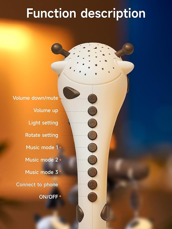 TUMAMA Baby Crib Mobile, Nursery Musical Mobile with Remote Control,Projection Night Light, Music and White Noise, Mute Spin Motor Nursery Sensory Toys for Infant 0 3 6 9 Month Newborn Xmas Gift