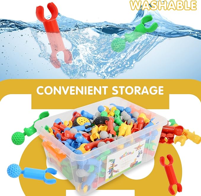ZOZOPLAY 160 Pcs Connector Blocks Set, STEM Plastic Connector Toys for Kids 3+, Educational Colorful Building Blocks, Engineering Creative Game, Best Preschool Learning Gift for Boys & Girls