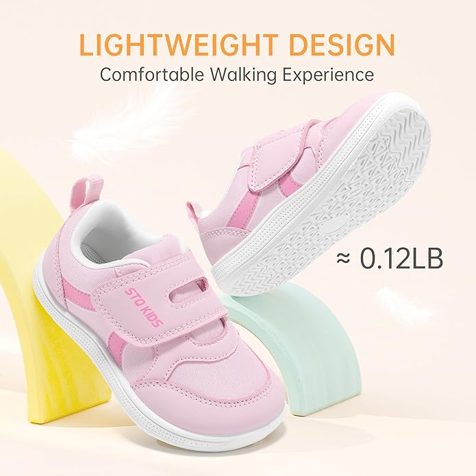 Toddler Wide Toe Box Barefoot Shoes Boys Girls Sneakers Kids Tennis Shoes Preschool Non Slip Lightweight Comfortable First Walking Shoes Running Outdoor Activities