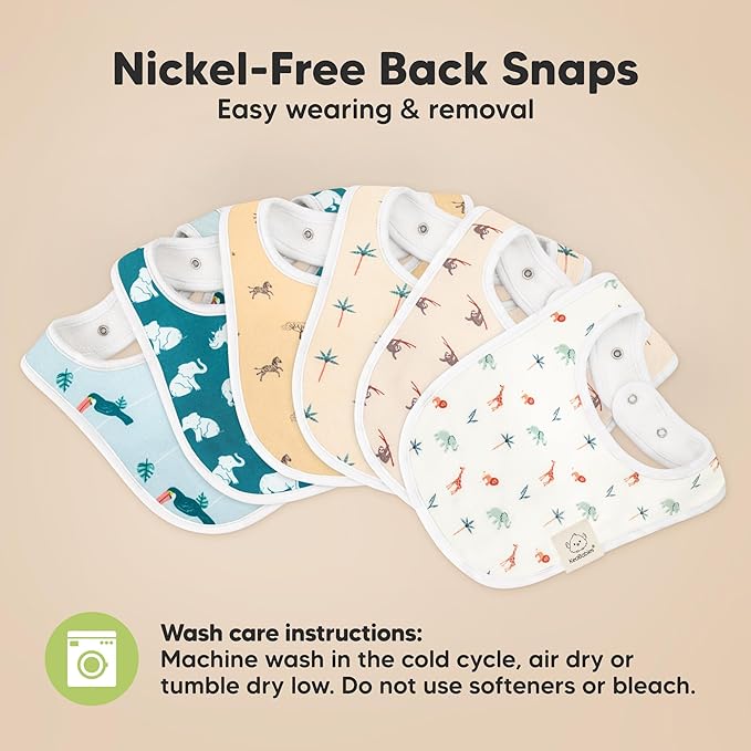 8-Pack Organic Baby Bibs for Boys, Girls - Soft Cotton Drooling and Teething Bibs for Baby Girl & Boy, Extra Absorbent, Easy to Clean & Put On for Toddler, Newborn, Infant 0-24 Months (Mesozoic)