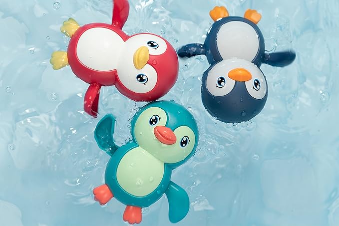DUCKBOXX XX Bath Toys Wind up Backstroke Swimming Penguins for Kids 18M+ (3pcs)