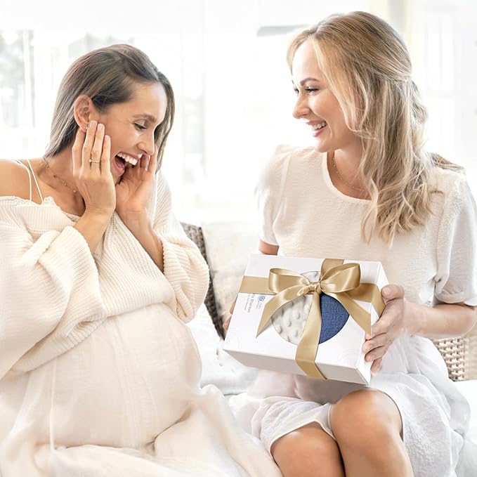 lulumoon Baby Blanket for Newborn Receiving: Minky Dot & Muslin Lightweight - Thermal Blanket Gift for Baby Shower & Hospital Welcoming 30"x40"(Blue)