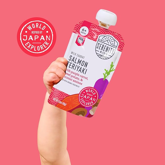 Serenity Kids 7+ Months World Explorers Baby Food Pouches - 3.5 oz, Pack of 18-40% DV Protein 5g Baby Protein Pouches - BPA-Free- Organic Veggies - Variety Pack