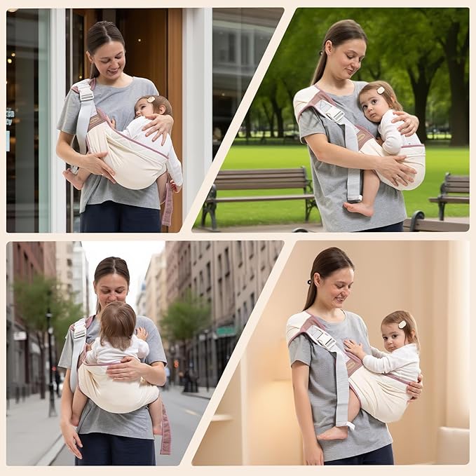 Baby Carrier Newborn to Toddler, Baby Sling Carrier, Toddler Carrier 25-60 lbs with Adjustable Straps, Soft Padded Edges, Lightweight and Travel-Friendly Newborn Baby Carrier