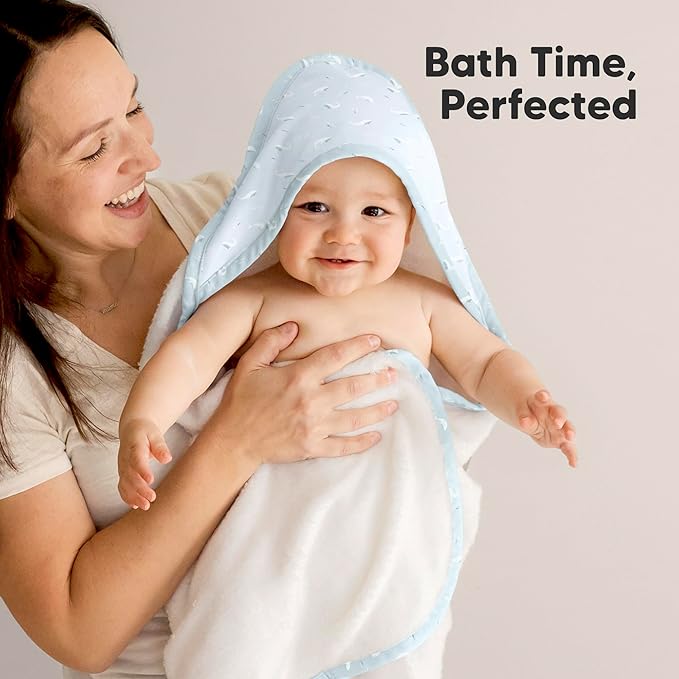 KeaBabies Hooded Baby Towel for Newborn - Viscose Derived from Bamboo Large Baby Bath Towels with Hood for Boys, Girls, Toddler, Extra Absorbent & Soft Newborn Bath Essentials (Beach Day, Regular)