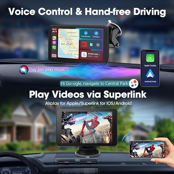 Baby Car Camera 7" AHD Car Baby Monitor with with Apple CarPlay & Android Auto 1080P Car Camera for Baby with Ultra Night Vision 150° Wide Angle, Invisible Infrared Lights【Limited-Time】