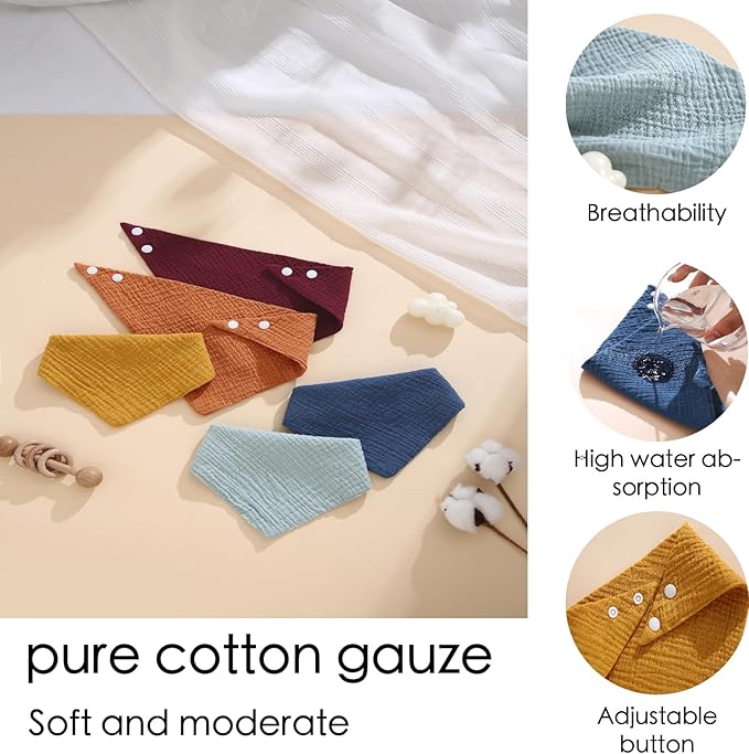 Muslin Bibs, 8 Pack Baby Bandana Drool Bibs,Extra Absorbent Soft Cotton,Baby Bib for Drooling and Teething