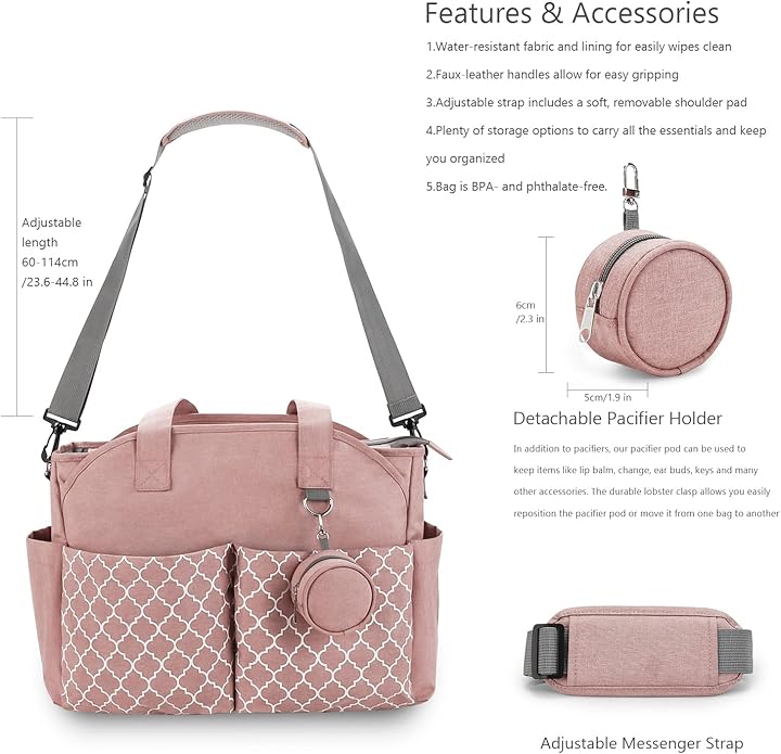 Lmbabter Diaper Bag Tote with Changing Station Upgrade Multi-Function Baby Bag with Adjustable Shoulder Strap