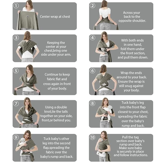 Baby Wraps Carrier, Jeroray Baby Carrier,Hands Free Infant Carrier, Lightweight,Breathable,Softness,Sage Green