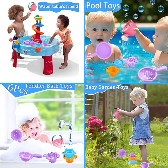 6Pcs Toddler Bath Toys for Kids Ages 1-3, Baby Bathtub Toys, Pool Toys, Water Table Toys, Gift