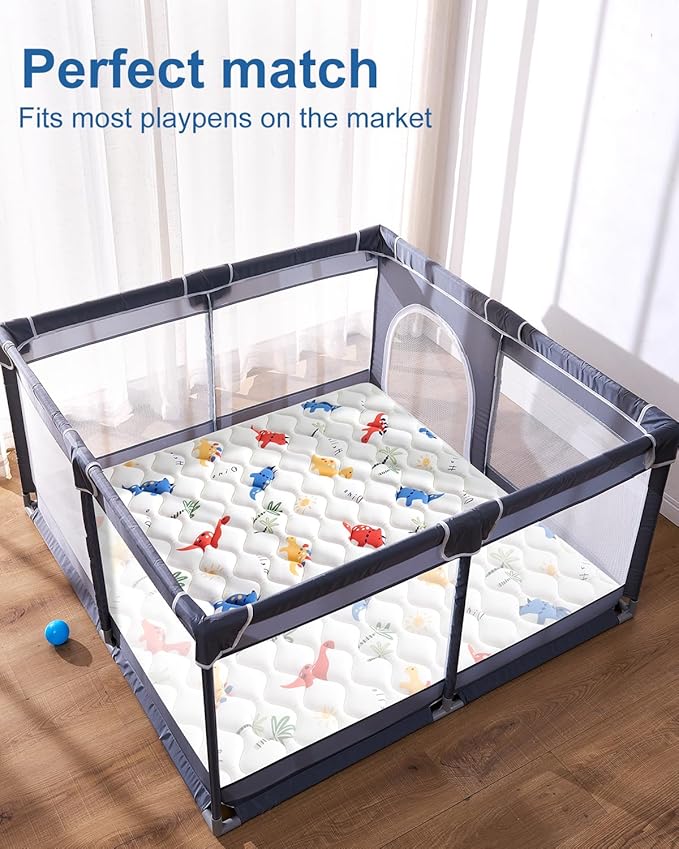 Odorless Premium Foam Baby Play Mat, Soft Microfiber Fabric Crawling Mat for Floor- Comfortable and Hypoallergenic, Non-Slip Cushioned Floor Playpen mat for Infants,Babies,Toddlers