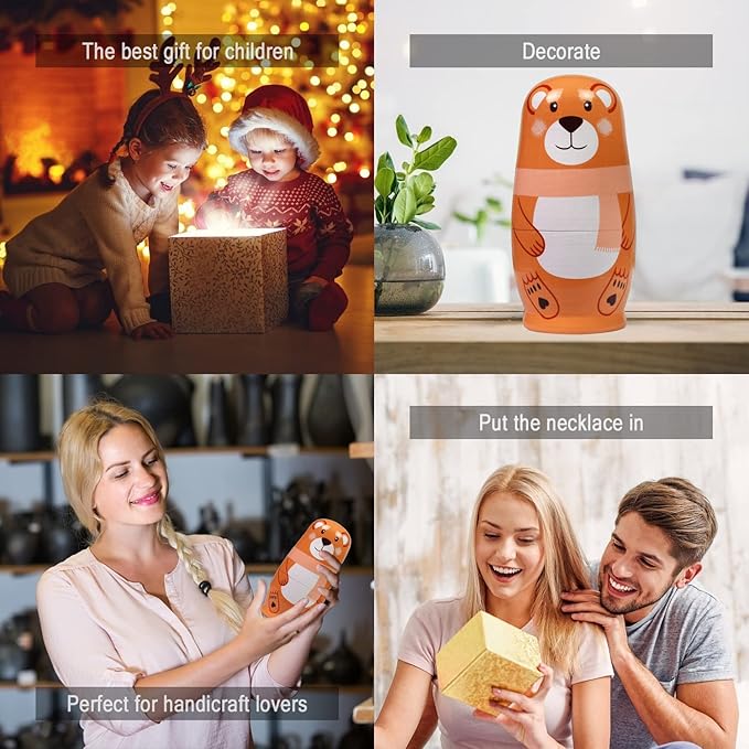 Tphon Nesting Dolls Wooden Russian Matryoshka Dolls for Toddlers Kids Handmade Toys Stacking Doll Set for Children Christmas Birthday Decoration Halloween Wishing Gift