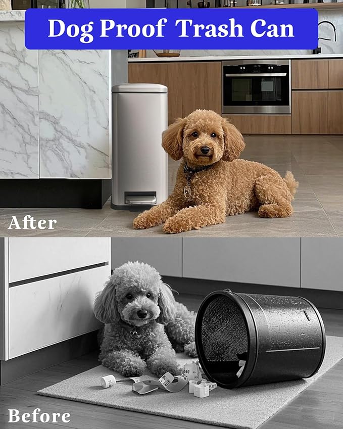 Trash Can, 2.6 Gallon Bathroom Trash Can with Lid, Stainless Steel Garbage Can with Removable Liner, 10 Liter Rectangle Step Trash Bin for Office, Bedroom, Living Room, Dorm, Kohler Grey