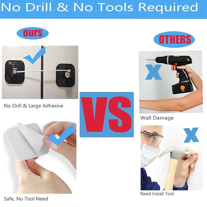 YEYA Upgraded Refrigerator Lock for Adults, Large Base 1-Pack, Fridge Locks for Kids with Key