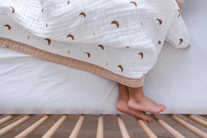 100% Cotton Muslin Baby Blanket | Soft & Breathable 6-Layer Swaddle & Receiving Blanket | Lightweight Quilt for Newborns, Infants & Toddlers | Gender-Neutral (Moonlit Dreams)