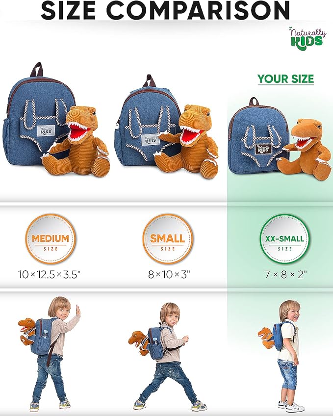 Mini Backpack for Kids w Dinosaur Toy, Mini Backpack for Toddler Boys, Gift for 2 3 4 5 Year Old Girl Boy