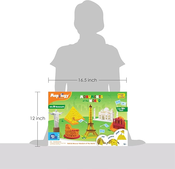 Imagimake Mapology Monuments of World | 3D Puzzles for Kids Ages 8-10 | Learning & Educational Toys for 5-7 | Puzzles for Ages 4-8 | Christmas Geography Gifts for Kids