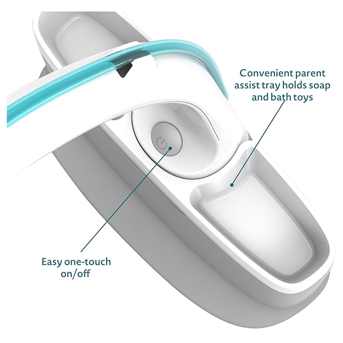 The First Years Rain Shower Baby Bathtub Set - Includes Infant Sling, Soothing Spray Shower Head, Fresh Water Tank and Built in Soft Brush - 3 in 1 Grow with Me Design - Baby Bath Essentials