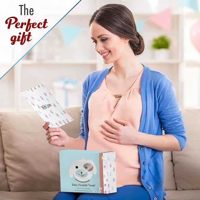 Baby Towels with Hood - Soft, Absorbent Viscose Made of Bamboo, Extra Large 35 x 35 Inches, for Newborns, Infants, Boys and Girls, White