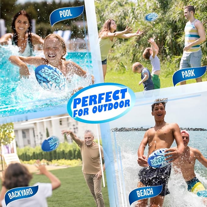 SOAK 9-Inch Water Football – Waterproof Foam Ball for Pool, Beach & Lake Games, Kids Ages 8-12 Adults, Outdoor Family Toy