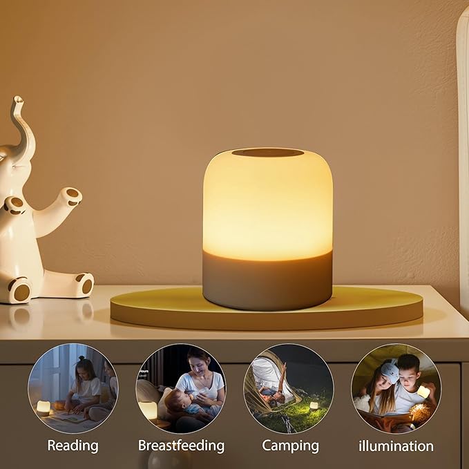 Portable Baby Night Light,3 Colours Egg Light for Nursery,Rechargeable Night Light for Kids,Small Cordless Table&Bedside Lamp,Eye Caring Dimmable LED Touch Lamp for Toddler,Girl,Boy,Nursing
